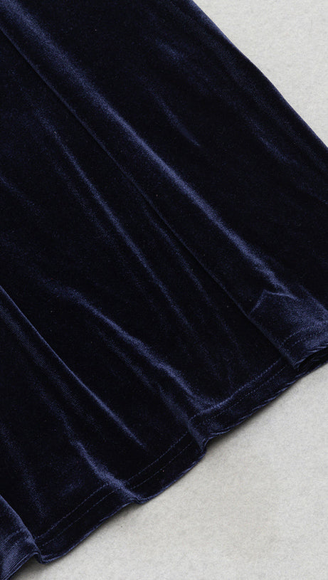 ABITO LUNGO IN VELLUTO CON VITA ARRICCIATA