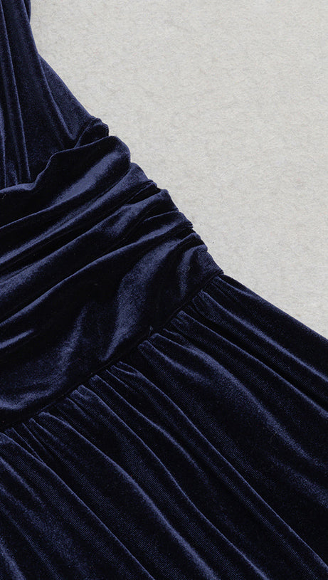 ABITO LUNGO IN VELLUTO CON VITA ARRICCIATA