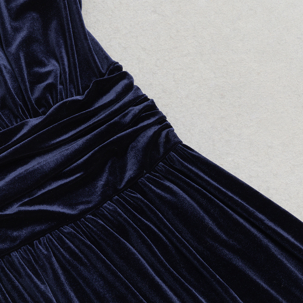 AIIZIE RUCHED WAIST VELVET MAXI DRESS - product image