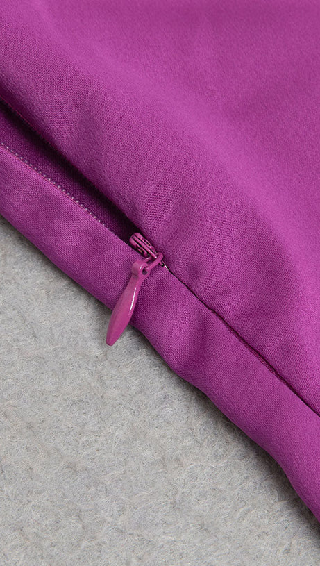 FUR DRAPED SILK DRESS HOT IN PINK