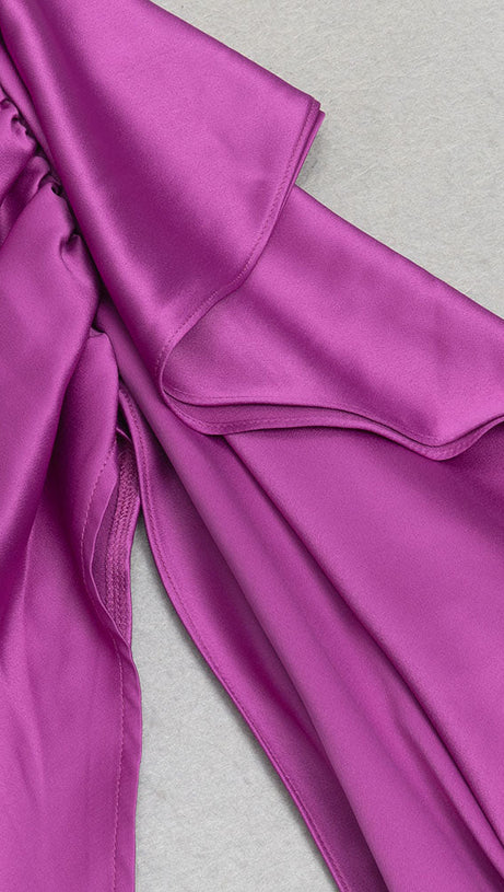 FUR DRAPED SILK DRESS HOT IN PINK