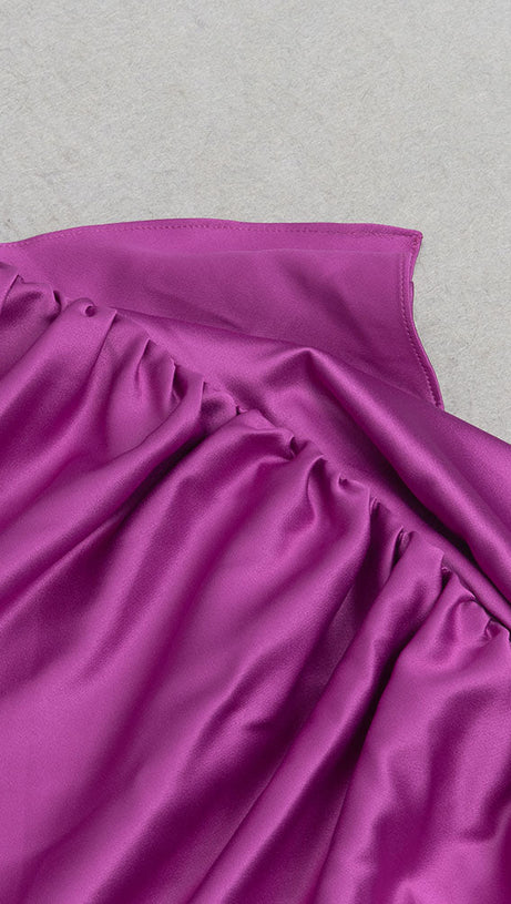 FUR DRAPED SILK DRESS HOT IN PINK