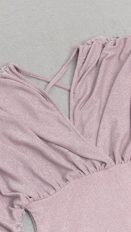 DEEP V-NECK LONG SLEEVE MAXI DRESS