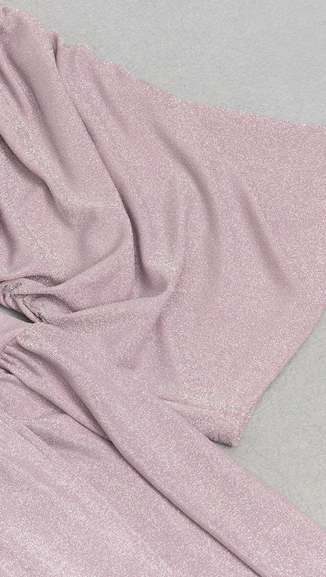 DEEP V-NECK LONG SLEEVE MAXI DRESS