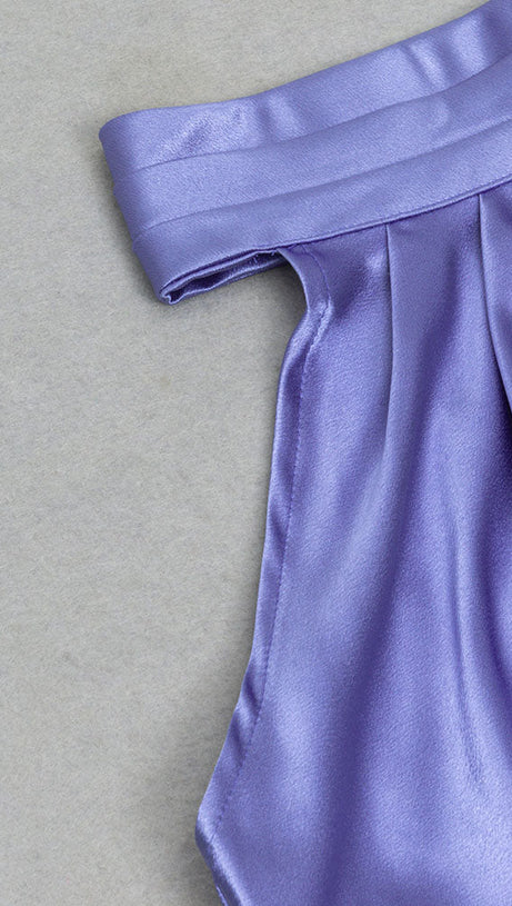 SLEEVELESS HALTER SATIN MAXI DRESS