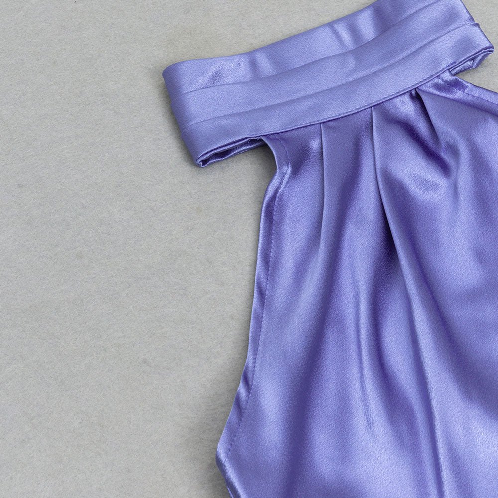 AIIZIE SLEEVELESS HALTER SATIN MAXI DRESS - product image