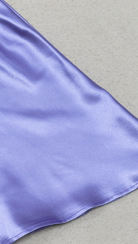 SLEEVELESS HALTER SATIN MAXI DRESS