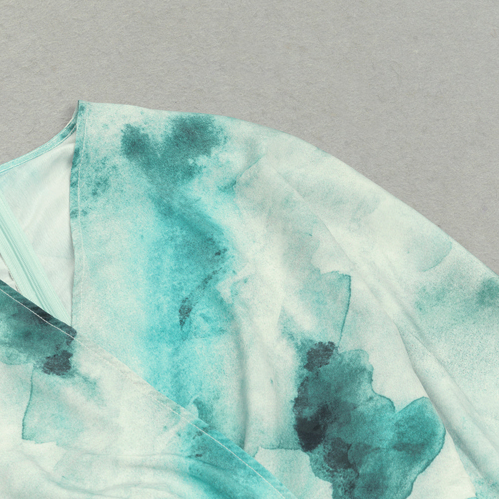 AIIZIE TIE DYE TWIST FRONT WRAP HEM MAXI DRESS - product image