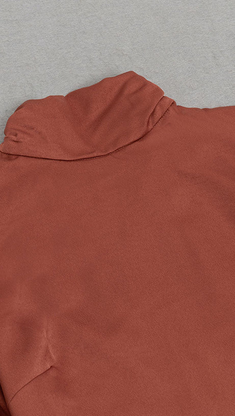 MOCK NECK SPLIT THIGH DRESS