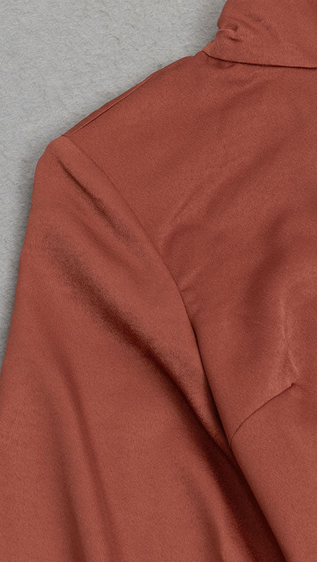 MOCK NECK SPLIT THIGH DRESS