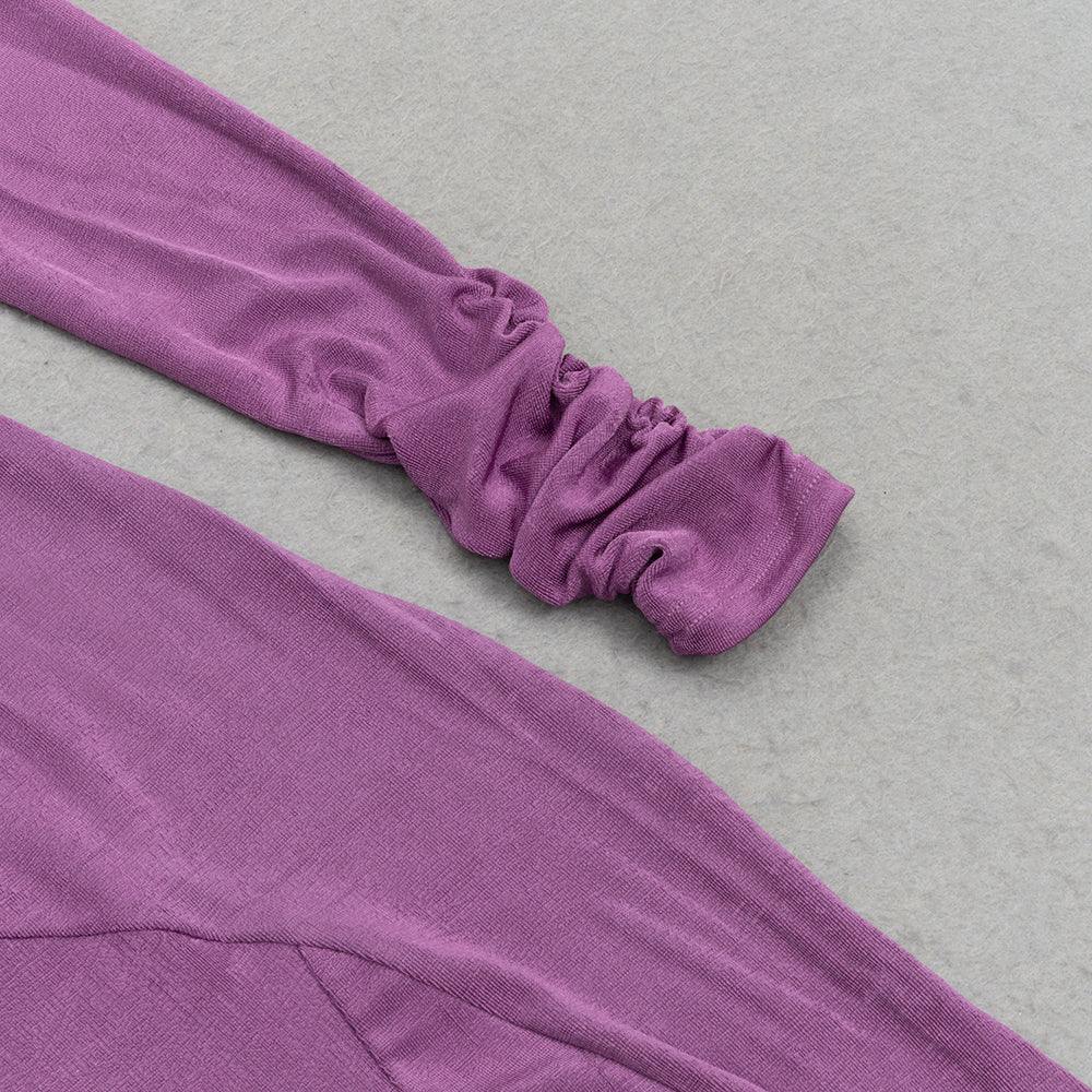 AIIZIE PURPLE LONG-SLEEVED HALTER NECK TIGHT FISHTAIL DRESS - product image