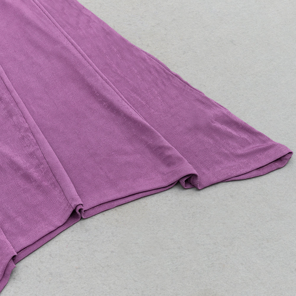 AIIZIE PURPLE LONG-SLEEVED HALTER NECK TIGHT FISHTAIL DRESS - product image