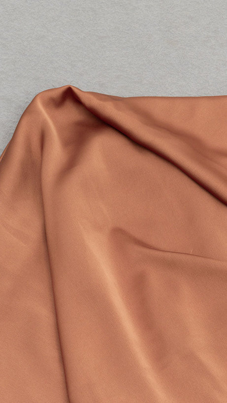 DRAPED OFF SHOULDER RUCHED MAXI DRESS