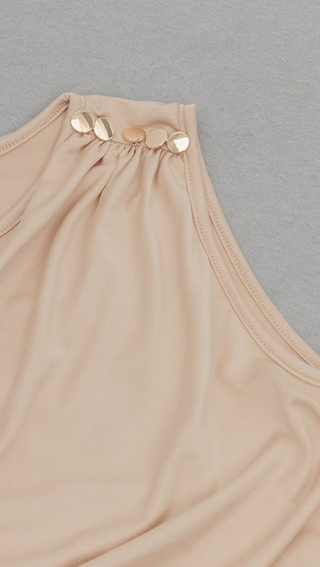 RUCHED RUFFLES SPLIT BODYCON MAXI DRESS