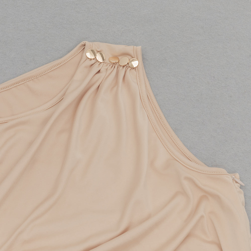 Gerafftes, figurbetontes Maxikleid mit Schlitz 
