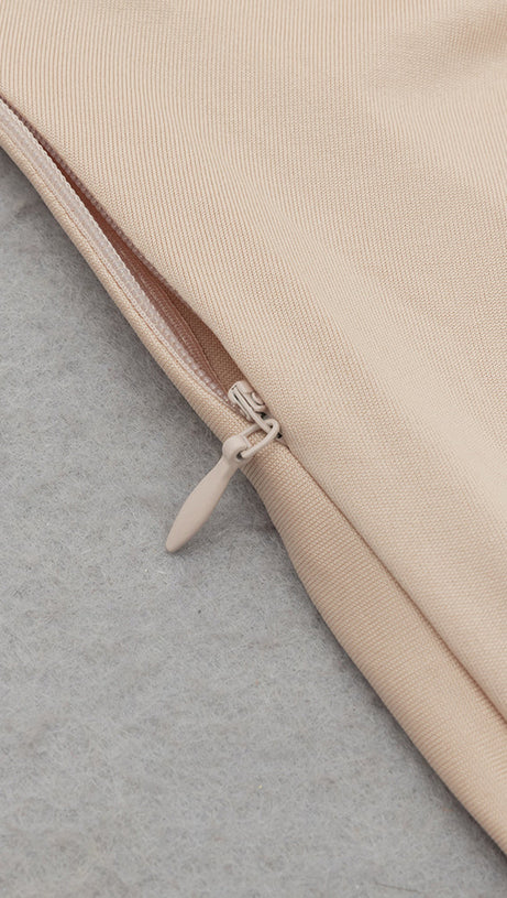 RUCHED RUFFLES SPLIT BODYCON MAXI DRESS