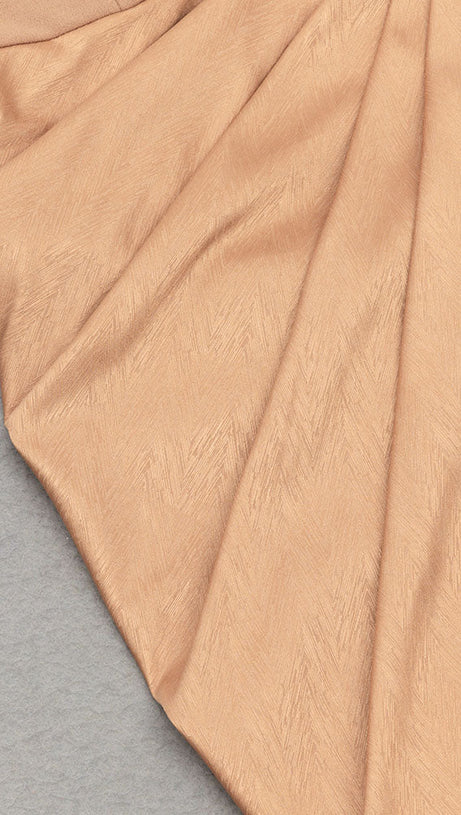 DRAPED RUCHED ONE SHOULDER MIDI DRESS