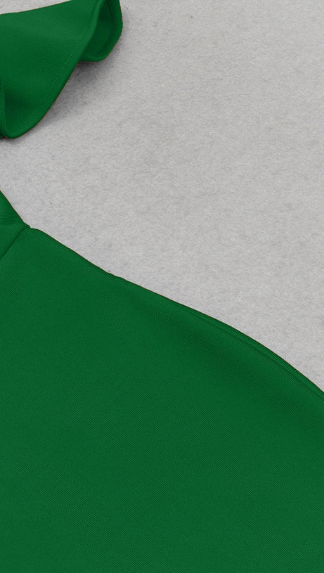 RUFFLE TRIM MERMAID HEM BANDAGE DRESS