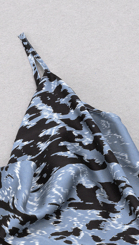 DRAPED MIDI DRESS STEEL IN BLUE