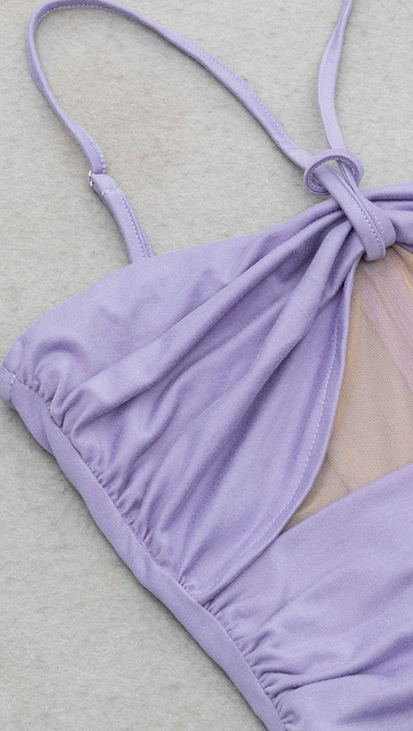 RUCHED CUT OUT RUFFLES SLIT CAMI DRESS