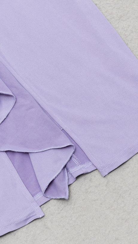 RUCHED CUT OUT RUFFLES SLIT CAMI DRESS