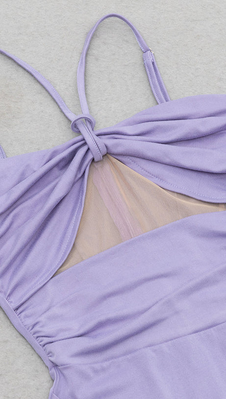 RUCHED CUT OUT RUFFLES SLIT CAMI DRESS