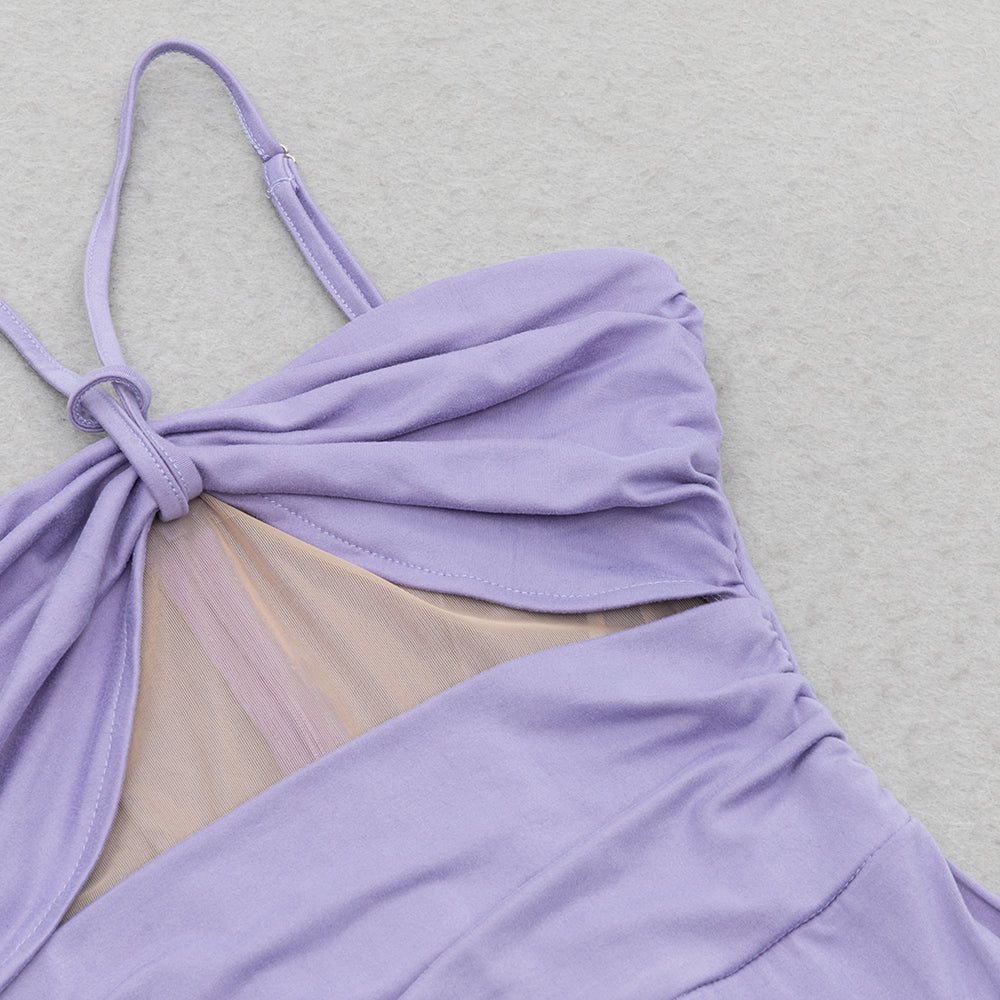 AIIZIE RUCHED CUT OUT RUFFLES SLIT CAMI DRESS - product image