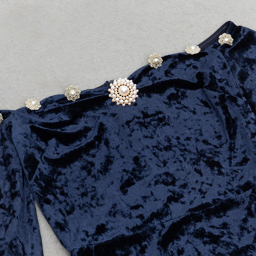 AIIZIE VELVET ONE-SHOULDER WRAPPED HIP MIDI DRESS - product image