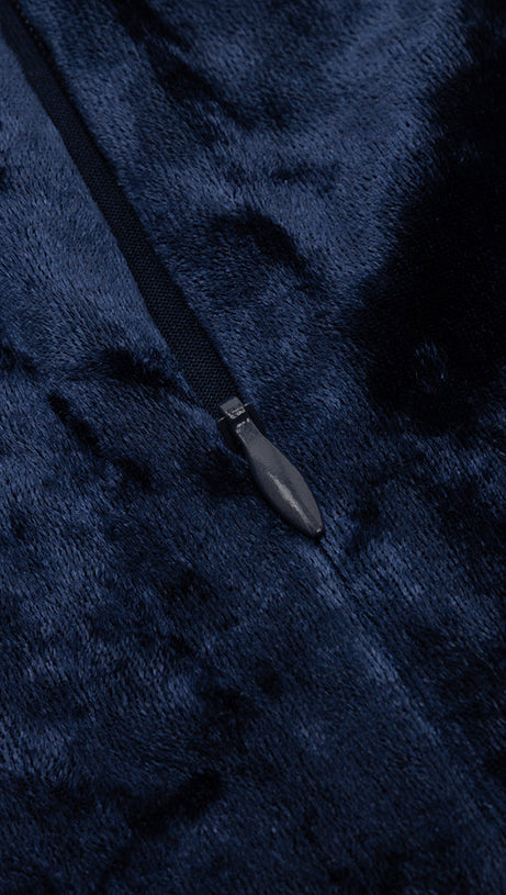 VELVET ONE-SHOULDER WRAPPED HIP MIDI DRESS