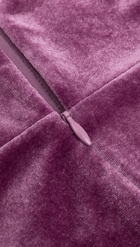 LACE CORSET MAXI VELVET DRESS PLUM