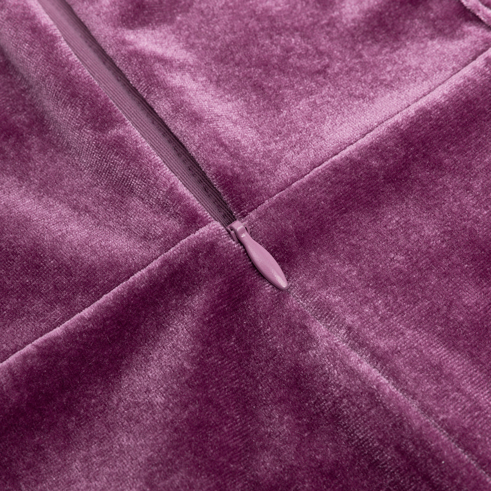 Maxi-Samtkleid mit Spitzenkorsett Pflaume 