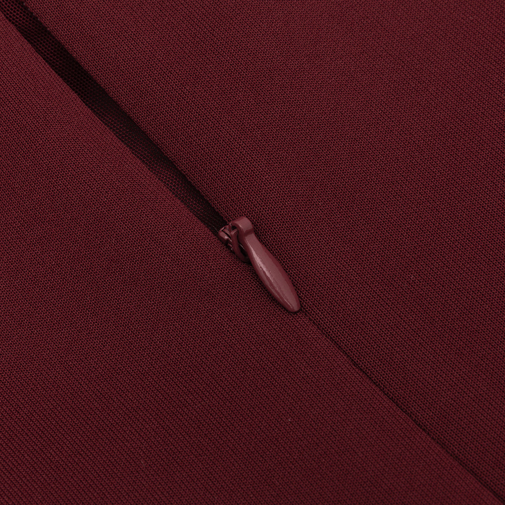 AIIZIE REGINA BURGUNDY HIGH SLIT RUCHED MAXI DRESS - product image