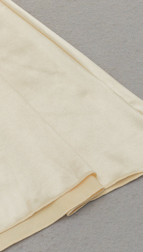 RAE CHAMPAGNE ONE-SHOULDER RUFFLE EMBELLISHED MAXI DRESS