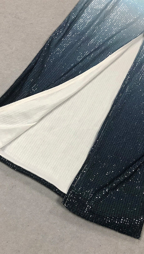 GRADIENT COLOR STARFISH SEQUIN MIDI DRESS