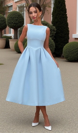 Clarabella sleeveless Midi Dress in white