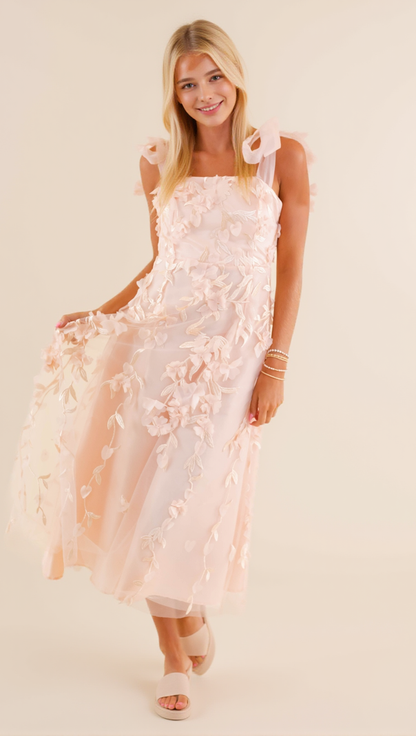 AIIZIE ABSOLUTE ELEGANCE 3D FLOWER MIDI DRESS - product image