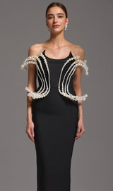 tiffany Pearl Bandage Sleeveless Maxi Dress in black