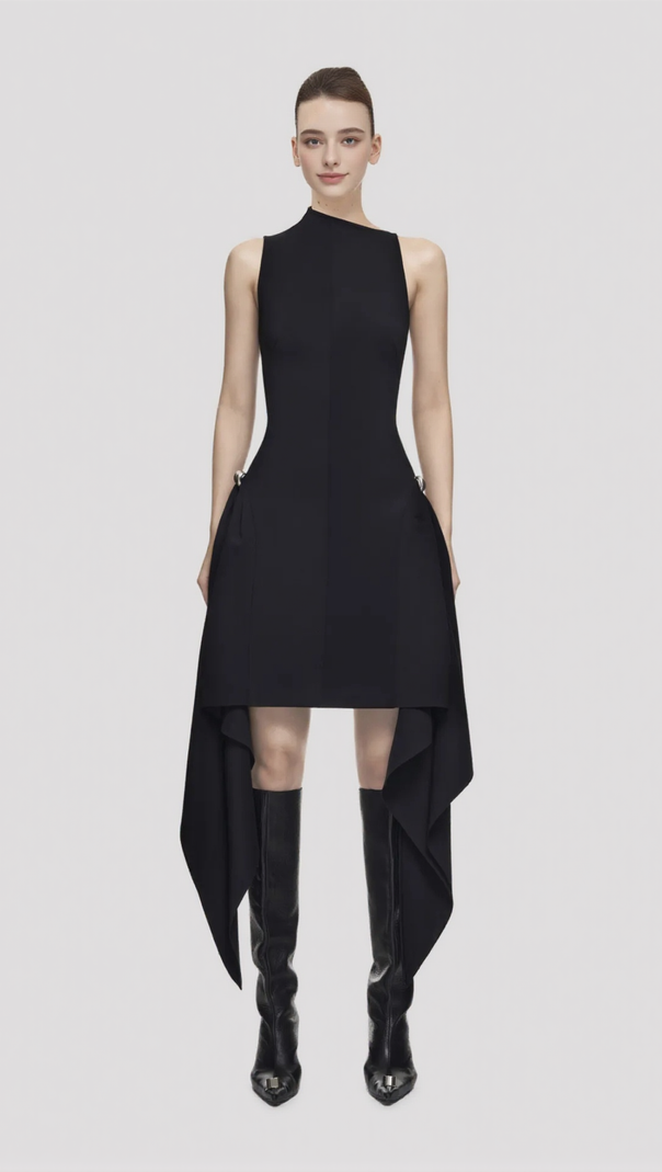 AIIZIE AMATO SLEEVELESS FRINGE MINI DRESS IN BLACK - product image
