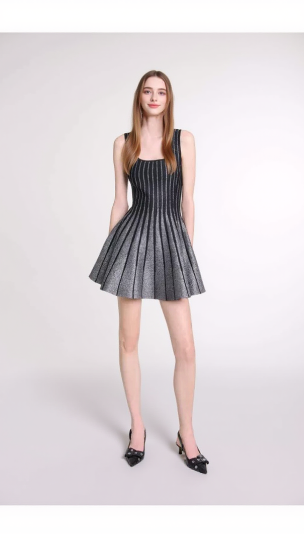 AIIZIE BOLBOLI GLITTER JACQUARD KNIT FLARED MINI DRESS - product image