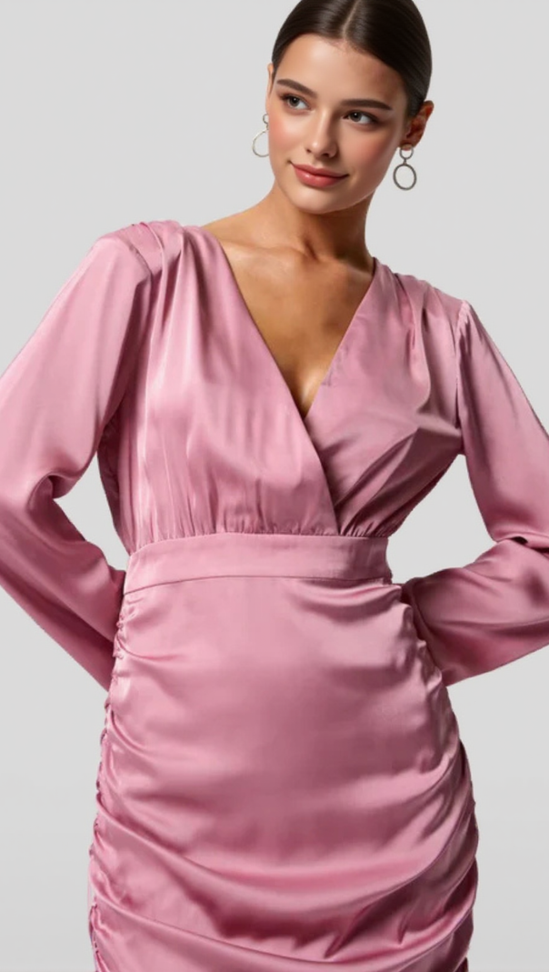 AIIZIE PINK LONG SLEEVE MINI DRESS - product image