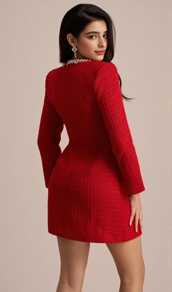 AIIZIE CAMILLA SQUARE NECK TWEED MINI DRESS - product image