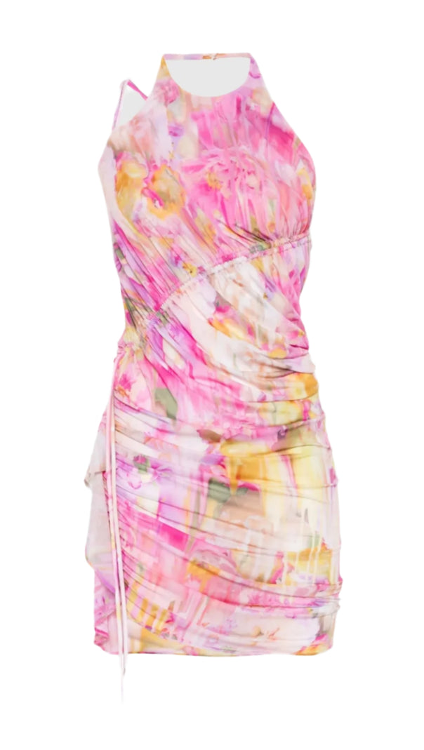 AIIZIE LUDEMA FLORAL PRINT HALTER RUCHED MINI DRESS - product image