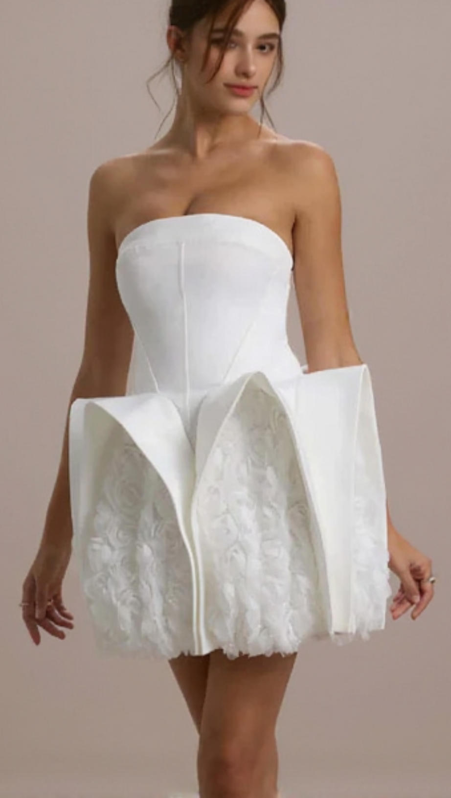 CALAIS STRAPLESS FLOWER MINI DRESS