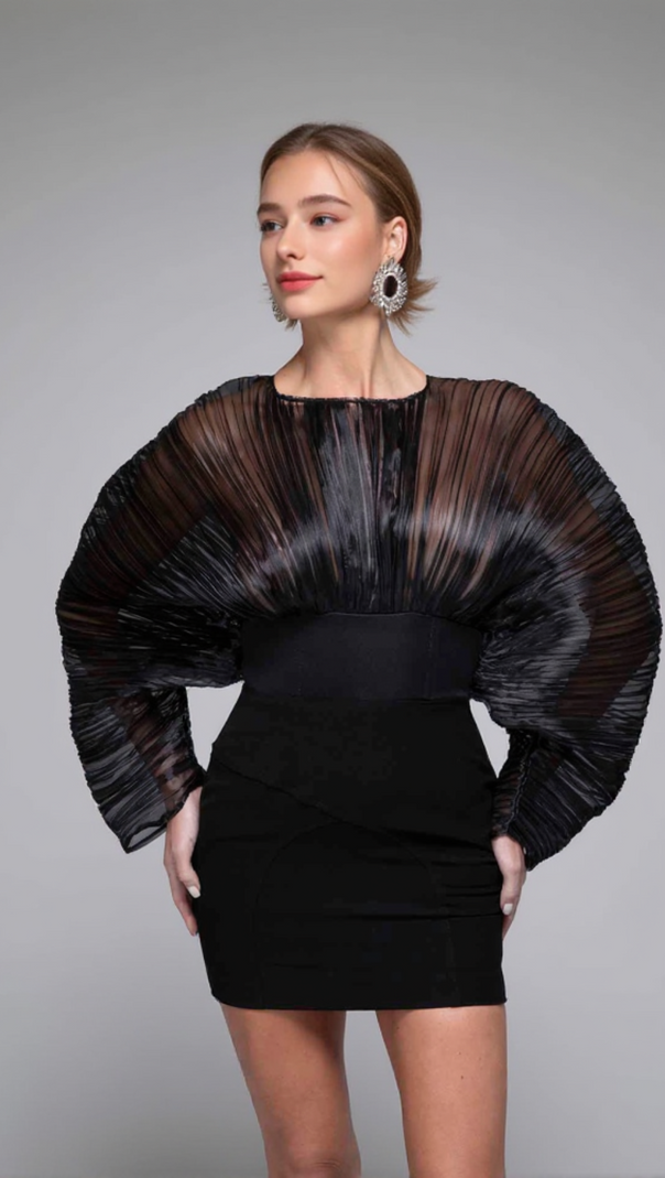 AIIZIE ALISA MUSHROOM CORSET DRESS IN BLACK - product image