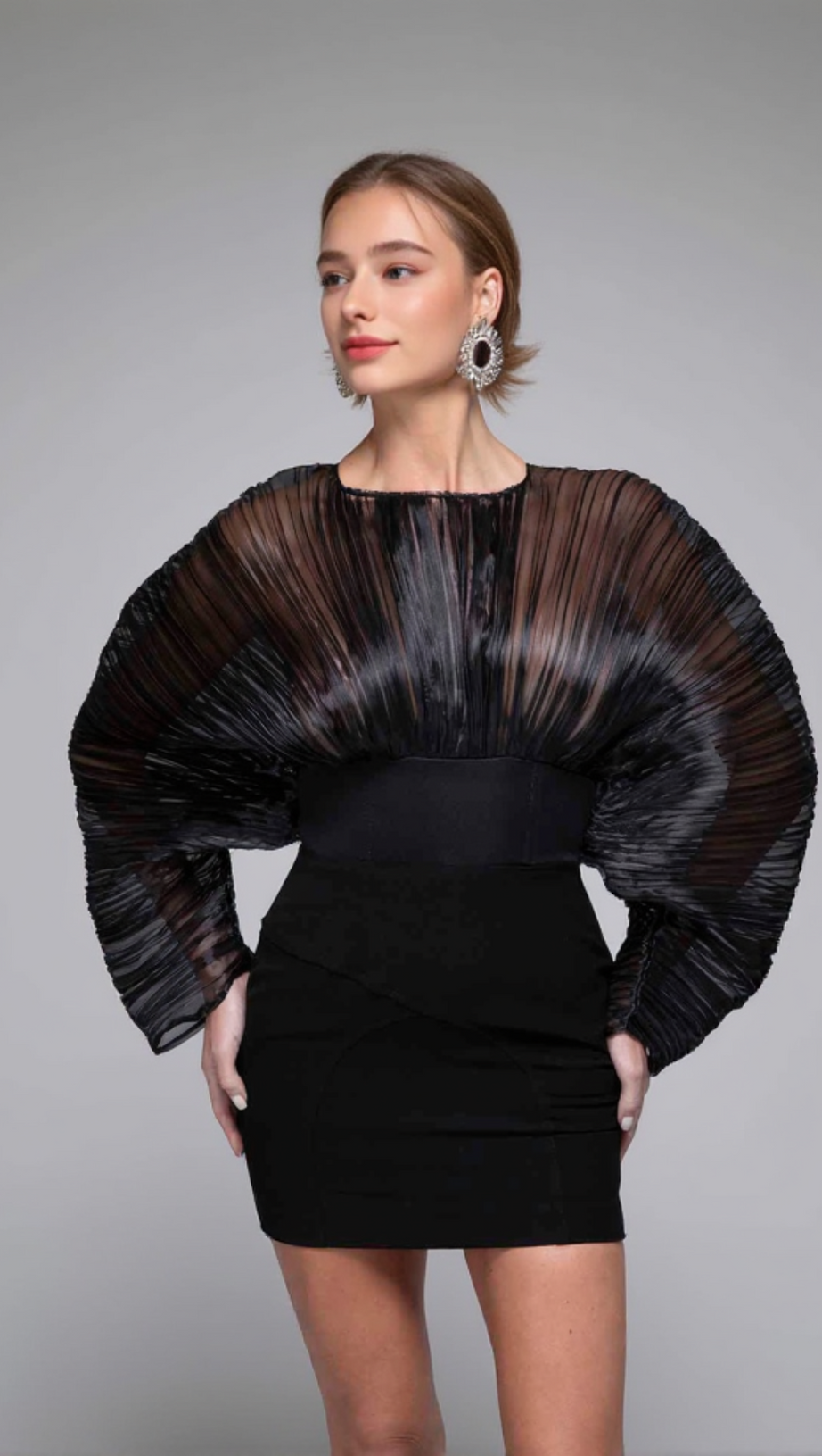 ALISA MUSHROOM CORSET DRESS IN BLACK