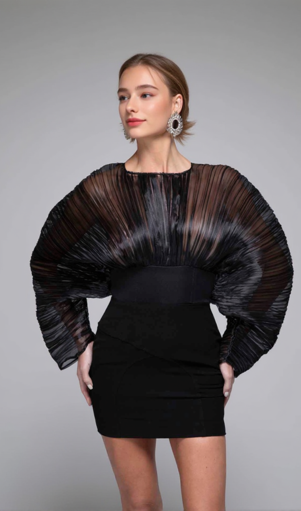 ALISA MUSHROOM CORSET DRESS IN BLACK