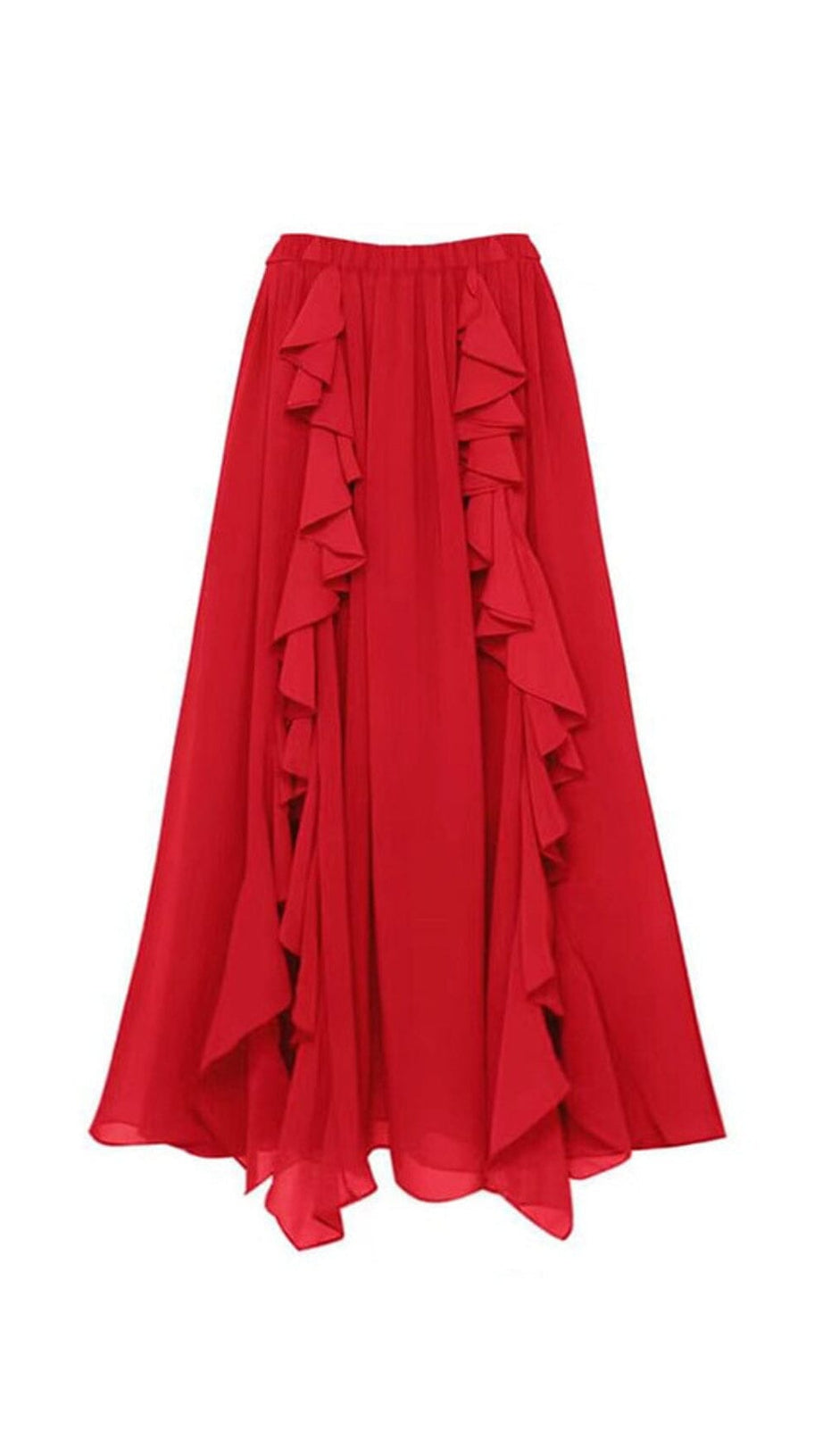 DEEP V RED CUTOUT ONE PIECE SWIMSUIT AND SKIRT