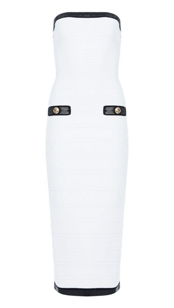 AIIZIE ANKLYN RIBBED STRAPLESS MIDI BANDAGE DRESS - product image