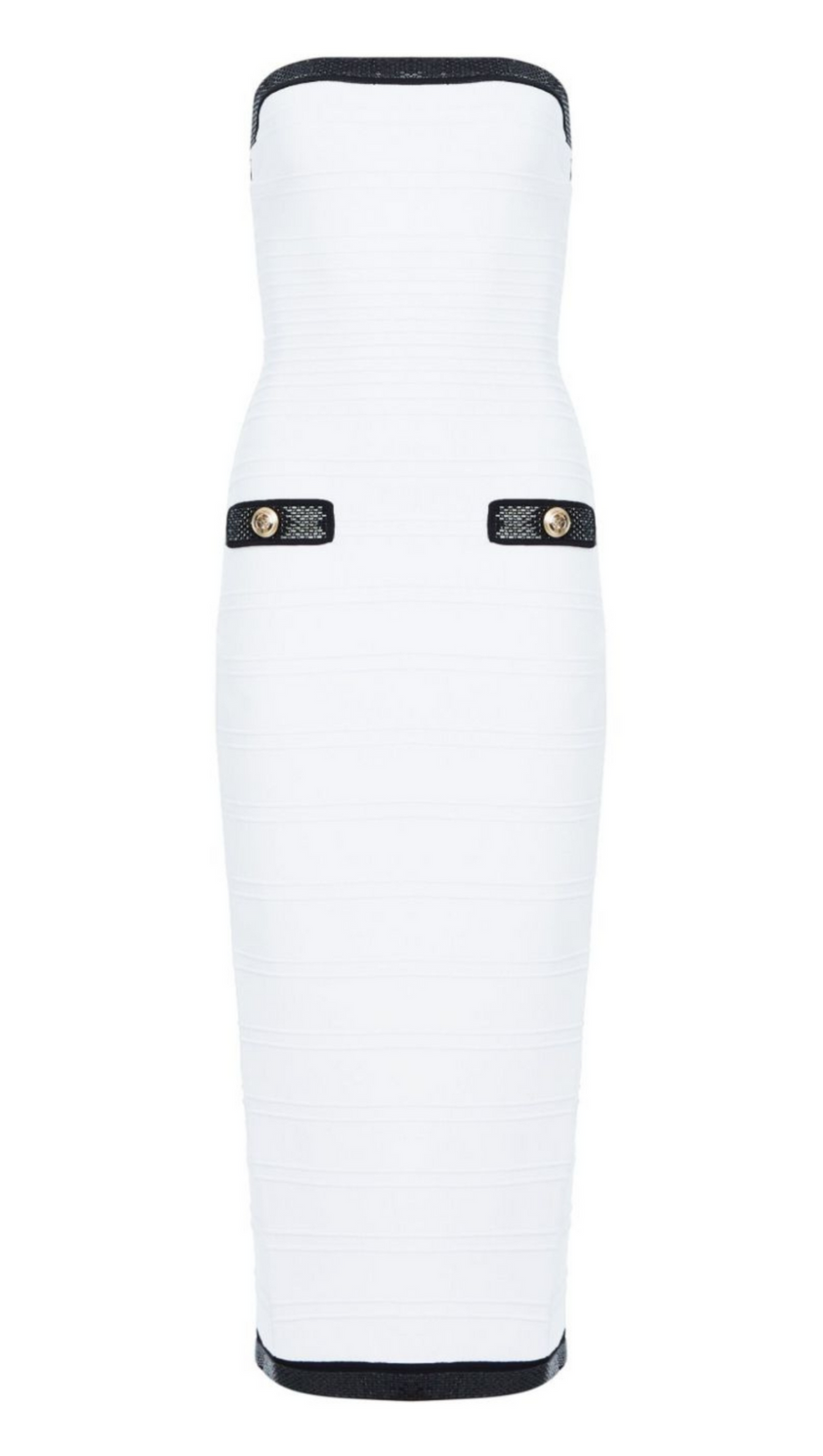 ANKLYN RIBBED STRAPLESS MIDI BANDAGE DRESS