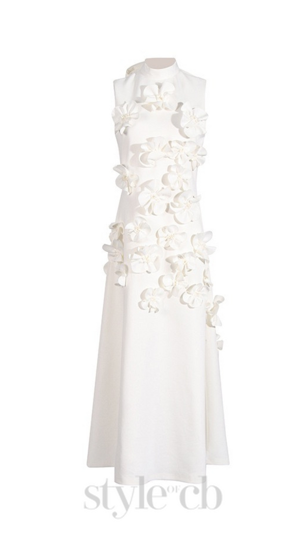 AIIZIE ANNONA WHITE FLOWER EMBELLISHED MAXI DRESS - product image